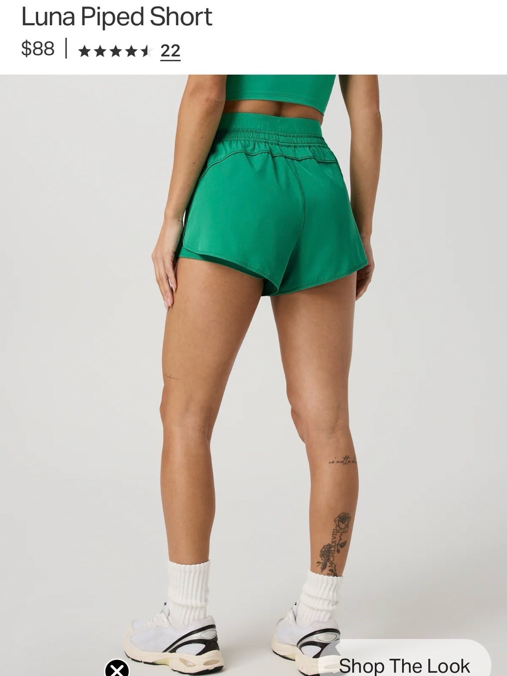 Vuori Luna Piped Tank and Short in Emerald Green Size Large - Picture 7 of 8